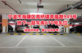 序号250：宁波市海曙区高桥镇幸福路949号
地下一层车库670号车位                              