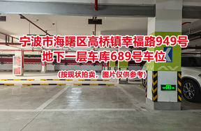 序号255：宁波市海曙区高桥镇幸福路949号
地下一层车库689号车位                              