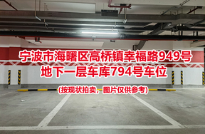 序号320：宁波市海曙区高桥镇幸福路949号
地下一层车库794号车位                              