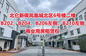 北仑新碶凤凰城北区6号楼二楼B202、B204、B206左侧、B210左侧的商业用房租赁权